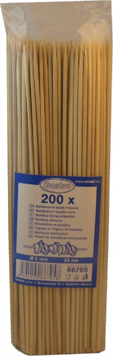 Špejle hrocené 25cm 200ks Bambus 66705 - Úklidové a ochranné pomůcky Obalový materiál Kelímky, párátka, slámky